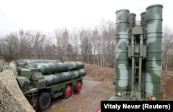 RUSSIA -- The S-400 "Triumph" surface-to-air missile system after its deployment at a military base outside the town of Gvardeysk near Kaliningrad, March 11, 2019