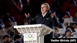 IOC president Thomas Bach speaks during the opening ceremony of the 2018 Winter Olympics in Pyeongchang, South Korea, February 9, 2018.