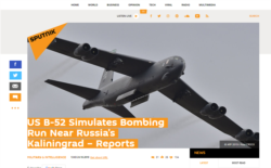 A Sputnik article from October 24, 2019, claiming a US bomber had approached Russia’s borders and carried out a bombing simulation.