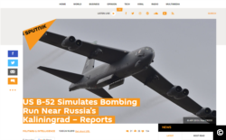 A Sputnik article from October 24, 2019, claiming a US bomber had approached Russia’s borders and carried out a bombing simulation.