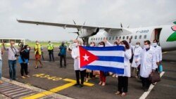 MARTINIQUE – Delegation of Cuban doctors arrive at the Martinique-Aime-Cesaire airport in Le Lamentin, near Fort-de-France, on the French Caribbean island of Martinique, as part of a medical assistance programme amid the COVID-19 pandemic. Photo taken on on June 26, 2020.