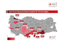 Turkish government report showing the locations and numbers of Syrian refugees in the country
