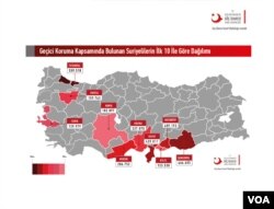 Turkish government report showing the locations and numbers of Syrian refugees in the country