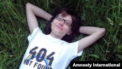 Russia -- Yelena Klimova, a journalist who runs the online support group, Deti-404 for LGBT teenagers, was charged under Russia's controversial law on promoting "gay propaganda" to minors.