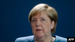 German Chancellor Angela Merkel gives a statement on September 2, 2020 at the Chancellery in Berlin after tests carried out by the German army on Russian opposition leader Alexei Navalny have provided "unequivocal evidence of a chemical nerve agent from the Novichok family." 