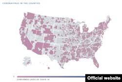 USAFACTS.org Map of COVID-19 cases in the U.S. by county (March 26, 2020)