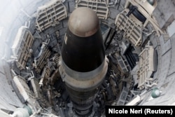 U.S. -- The Titan Missile, shown from above during a tour of the 103-foot Titan II Intercontinental Ballistic Missile (ICBM) site which was decommissioned in 1982, at the Titan Missile Museum in Sahuarita, Arizona, February 2, 2019.