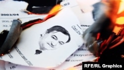 A report bearing the image of Sergei Magnitsky in flames. 