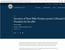 A screenshot of a fake U.S. Department of State pres release regarding Lithuania