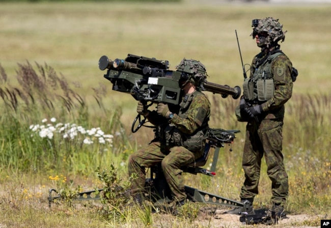 Lithuania's soldiers take part in the NATO multinational ground-based air defense units exercise "Tobruq Legacy 2017" at the Siauliai airbase in Lithuania, July 20, 2017.