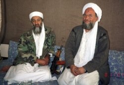 Osama bin Laden (left) sits with his adviser Ayman al-Zawahiri during an interview with Pakistani journalist on May 2, 2011, in Afghanistan.
