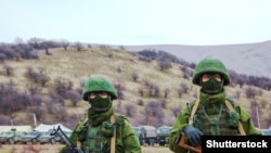 Russian soldiers in Perevalne, Crimea, March 4, 2014. Russian forces invaded the peninsula on February 28, 2014.