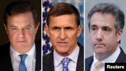 U.S. -- A combo photo shows (L-R) Former Trump's campaign manager Paul Manafort, former U.S. National Security Adviser General Michael Flynn and former lawyer of President Donald Trump Michael Cohen