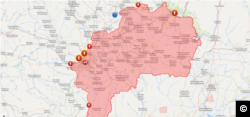 Screen shot from liveuamap.com showing military incidents in Eastern Ukraine for November 16, 2018.