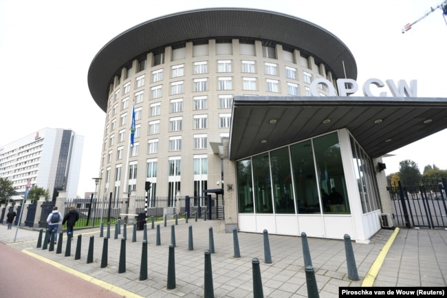 NETHERLANDS -- The headquarters of the Organization for the Prohibition of Chemical Weapons (OPCW) is pictured in The Hague, October 4, 2018