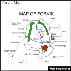 Map of Forvik Island on the "official website"