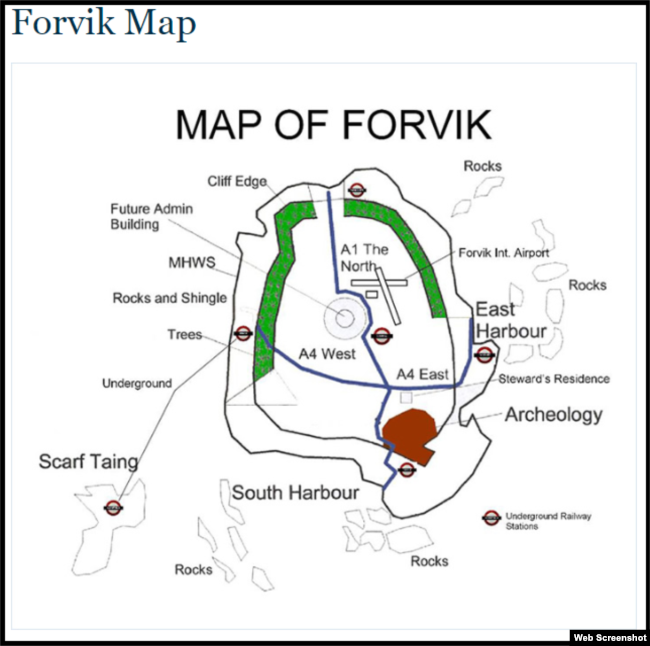Map of Forvik Island on the "official website"