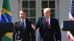 WASHINGTON, D.C. – U.S. President Donald Trump at a joint news conference with Brazilian President Jair Bolsonaro in the Rose Garden at the White House, on March 19, 2019.