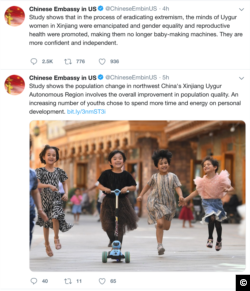 A deleted tweet from an official Chinese embassy account.