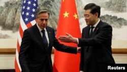 U.S. Secretary of State Antony Blinken meets with China's Foreign Minister Qin Gang at the Diaoyutai State Guesthouse in Beijing, China, June 18, 2023. (REUTERS/Leah Millis)