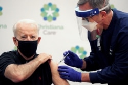 U.S. President-elect Joe Biden receives his second dose of a vaccine against the coronavirus disease (COVID-19) at ChristianaCare Christiana Hospital in Newark, Delaware, U.S. on January 11, 2021.