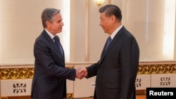 U.S. Secretary of State Antony Blinken meets with Chinese President Xi Jinping at the Great Hall of the People, in Beijing, China, April 26, 2024. (Mark Schiefelbein/ REUTERS)
