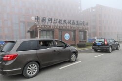 Members of the WHO team investigating the origins of the COVID-19 arrive at the Wuhan Institute of Virology on February 3, 2021.