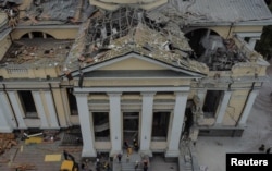 A view shows the Transfiguration Cathedral damaged by a Russian missile strike in Odesa on July 23, 2023. (Yan Dobronosov/Reuters)